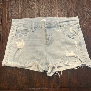 Distressed Light Wash Blue Jean Shorts